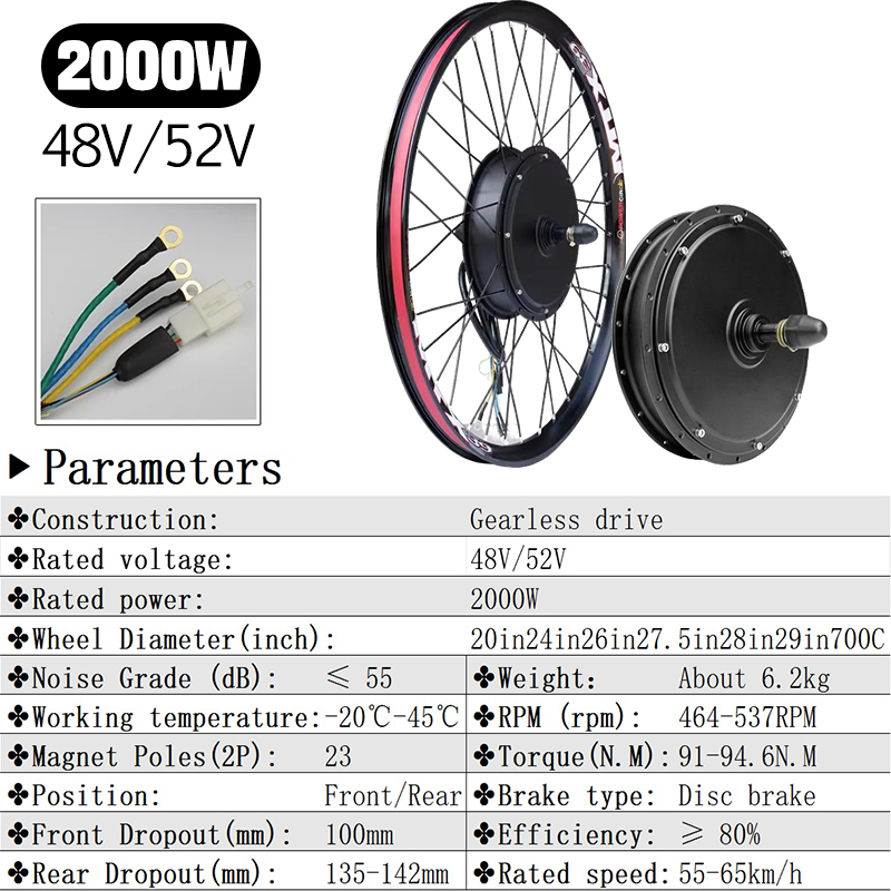 MTX 48V52V 2000W Silnik do row – 72V 5000W Hub Motor Kit recenzja i cena